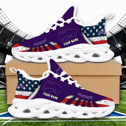 [TOUCHDOWN DEAL]NEW CUSTOMIZED NCAA FBS24 KSW KANSAS STATE WILDCATS CLUNKY SNEAKERS