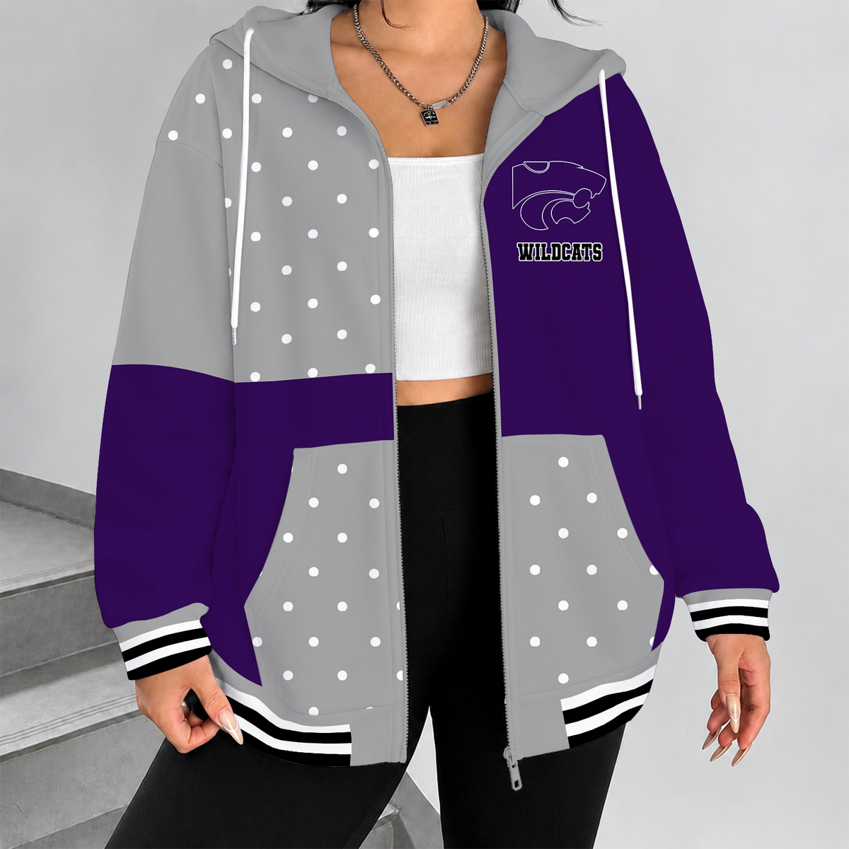 [TOUCHDOWN DEAL] NEW CUSTOMIZED NCAA FBS24 KSW KANSAS STATE WILDCATS ZIP HOODIE