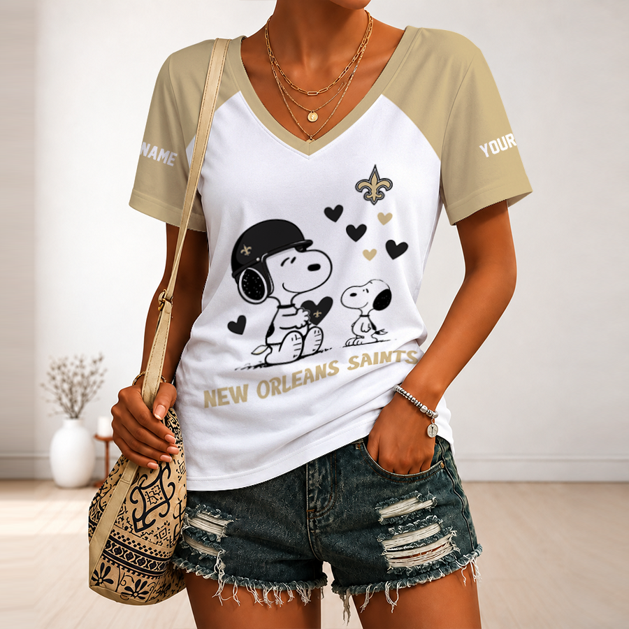 [TOUCHDOWN DEAL] NEW CUSTOMIZED NFL24 NOS NEW ORLEANS SAINTS V-NECK FEMALE SHIRT