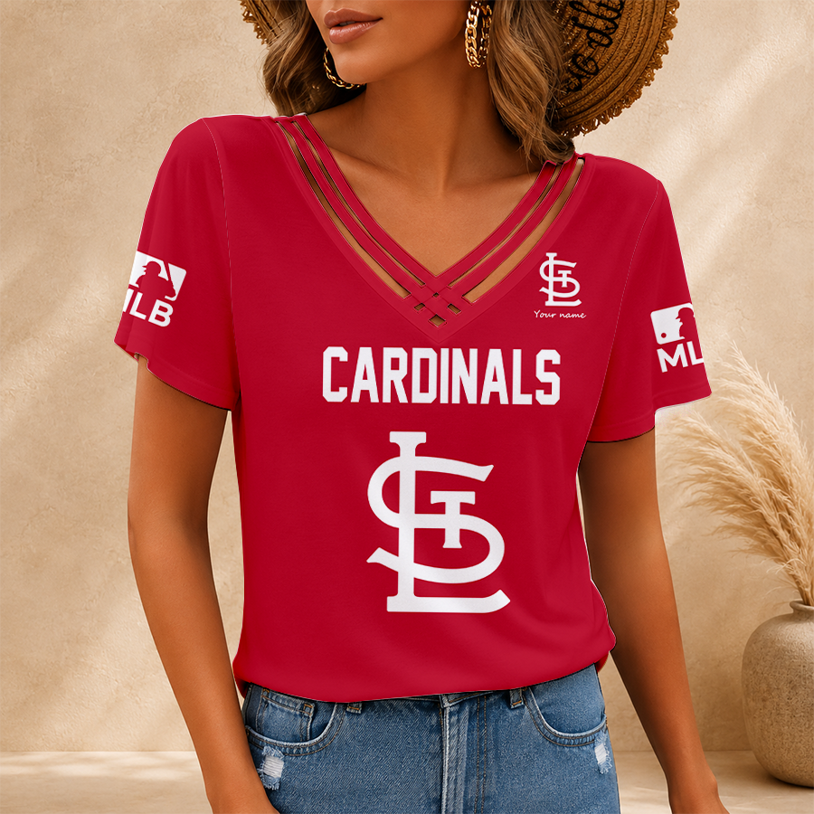 [HOMERUN DEAL] NEW CUSTOMIZED MLB24 SLC ST. LOUIS CARDINALS V-NECK SHIRT