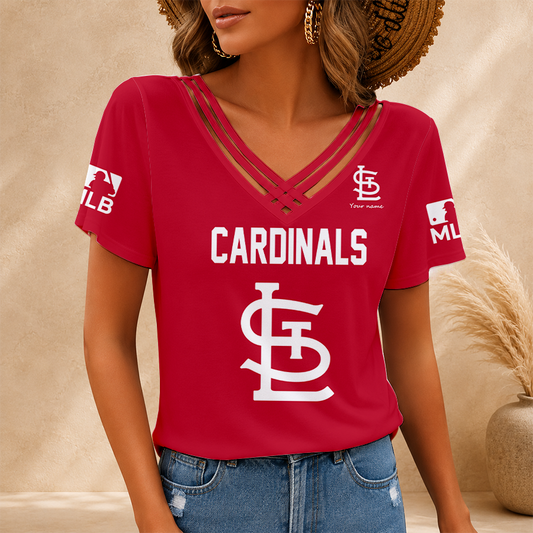 [HOMERUN DEAL] NEW CUSTOMIZED MLB24 SLC ST. LOUIS CARDINALS V-NECK SHIRT