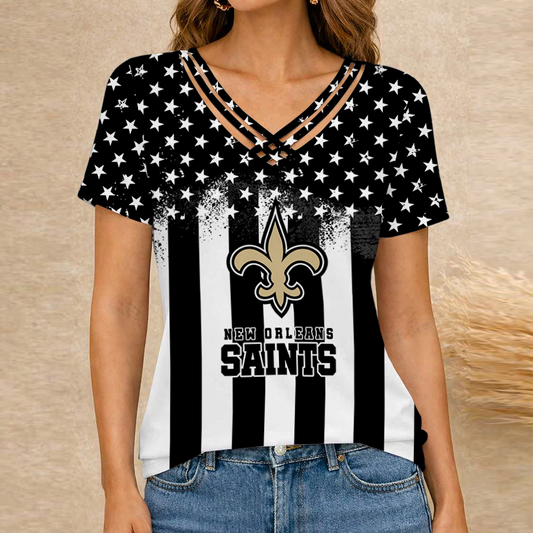 [TOUCHDOWN DEAL] NEW CUSTOMIZED NFL24 NOS NEW ORLEANS SAINTS V-NECK SHIRT