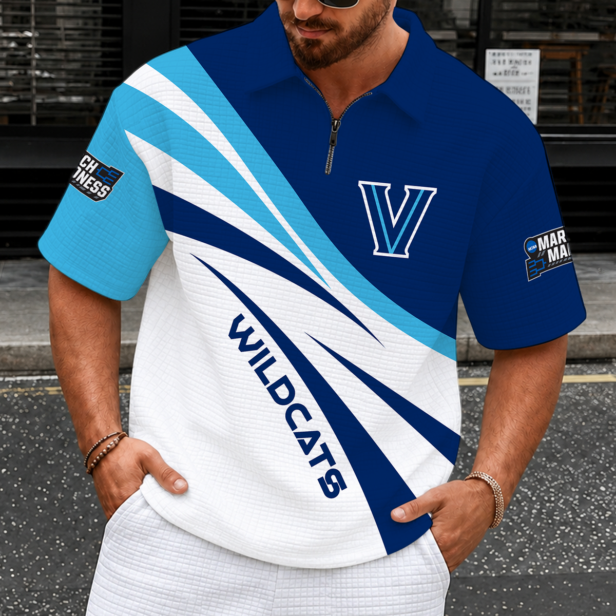 [SLAM DUNK DEAL] NEW CUSTOMIZED NCAA MAM24 VIW VILLANOVA WILDCATS QUARTER-ZIP POLO SHIRT
