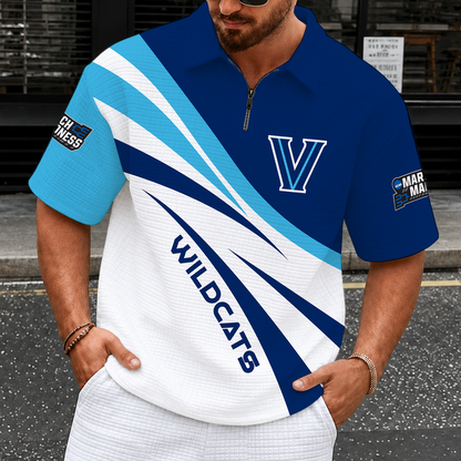 [SLAM DUNK DEAL] NEW CUSTOMIZED NCAA MAM24 VIW VILLANOVA WILDCATS QUARTER-ZIP POLO SHIRT