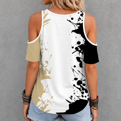 [TOUCHDOWN DEAL] NEW CUSTOMIZED NFL24 NOS NEW ORLEANS SAINTS CRISS CROSS V-NECK TOP