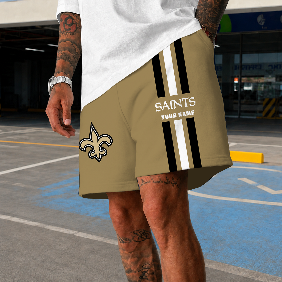 [TOUCHDOWN DEAL] NEW CUSTOMIZED NFL24 NOS NEW ORLEANS SAINTS SHORT PANTS