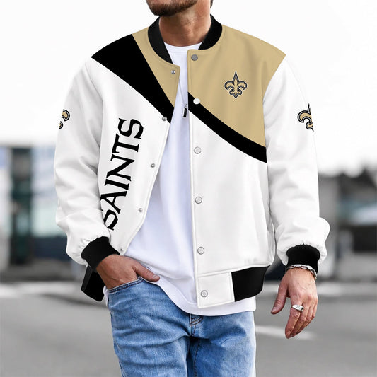[TOUCHDOWN DEAL] NEW CUSTOMIZED NFL24 NOS NEW ORLEANS SAINTS SATIN VARSITY & BASEBALL JACKET