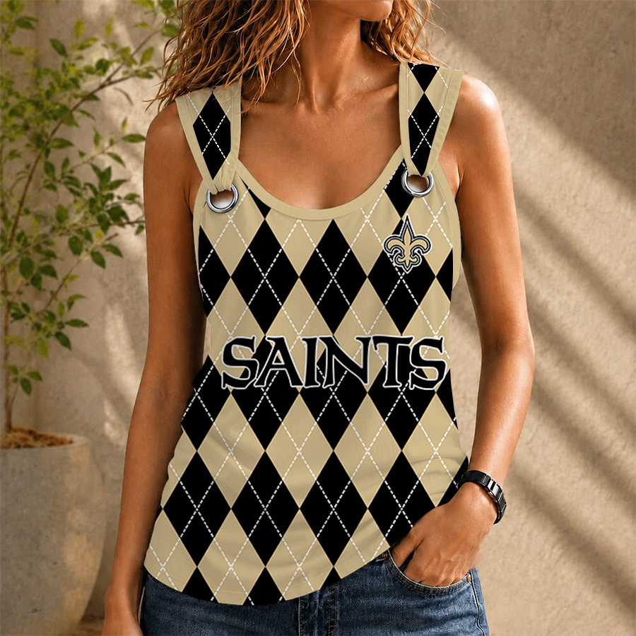 [TOUCHDOWN DEAL] NEW CUSTOMIZED NFL24 NOS NEW ORLEANS SAINTS O-RING SHOULDER TANK TOP