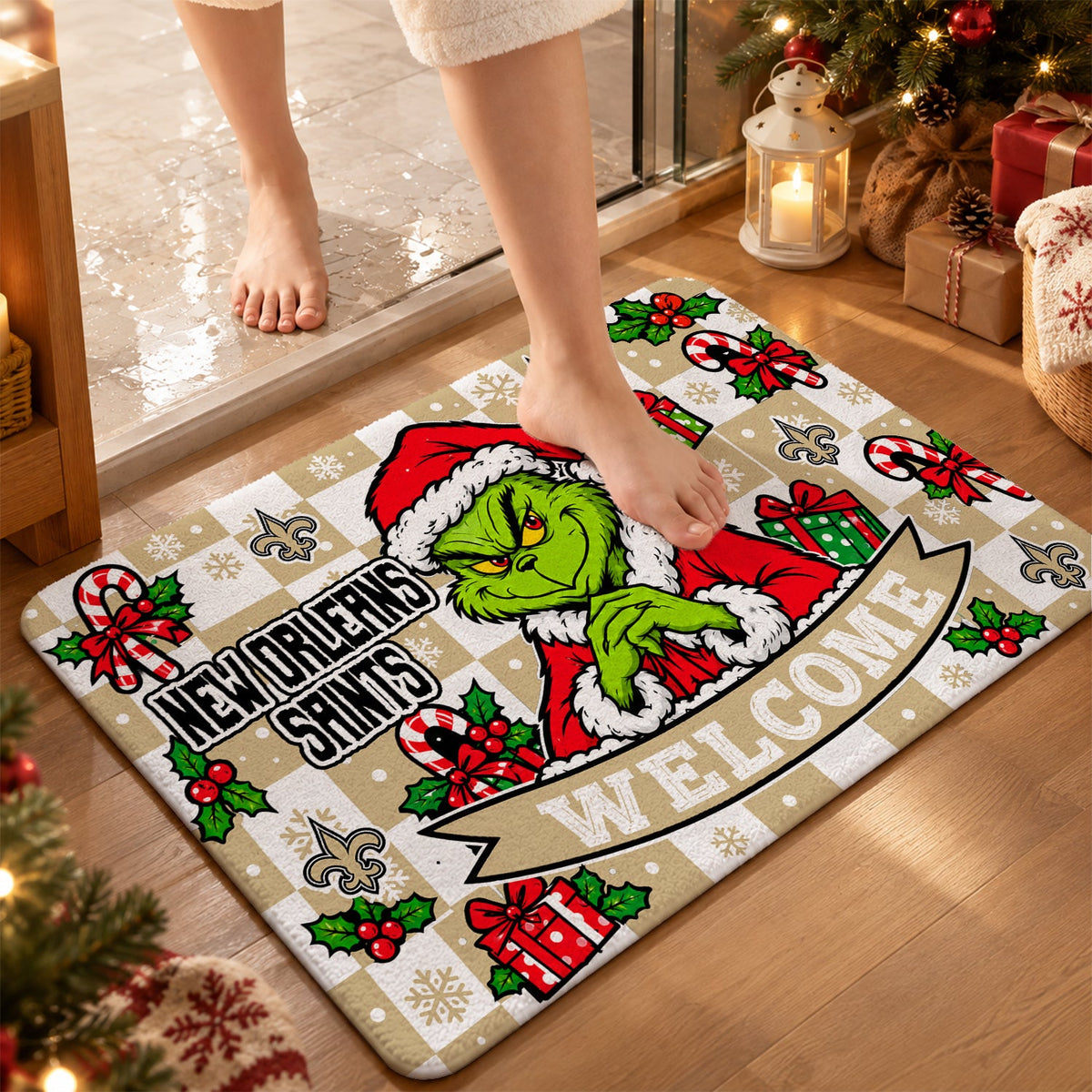 [TOUCHDOWN DEAL] NEW CUSTOMIZED NFL24 NOS THE SAINTS FLOOR MAT & DOOR MAT
