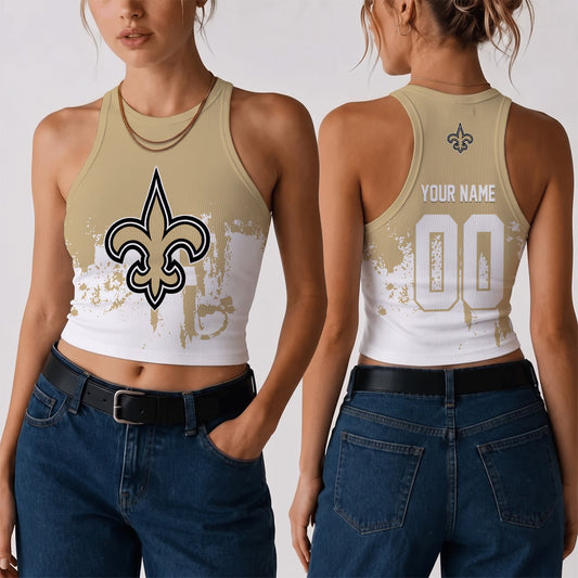 [TOUCHDOWN DEAL] NEW CUSTOMIZED NFL24 NOS THE SAINTS WOMEN'S CROP TOP