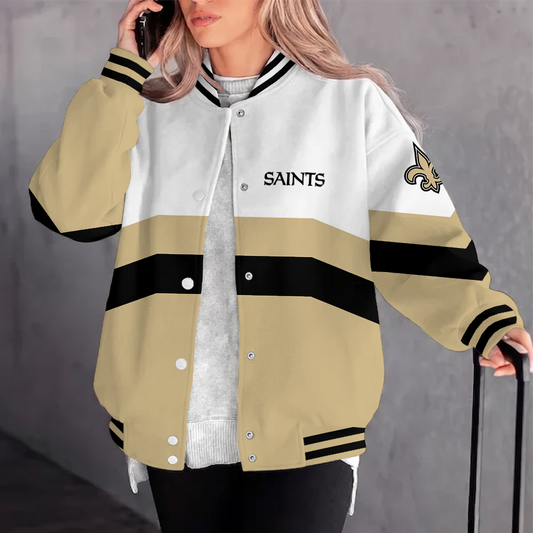 [TOUCHDOWN DEAL] NEW CUSTOMIZED NFL24 NOS NEW ORLEANS SAINTS SATIN VARSITY & BASEBALL JACKET