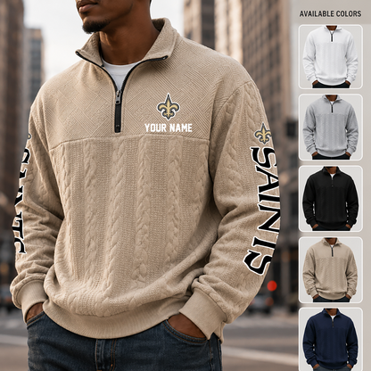 [TOUCHDOWN DEAL] NEW CUSTOMIZED NFL24 NOS NEW ORLEANS SAINTS MULTICOLOR QUARTER-ZIP SWEATSHIRT