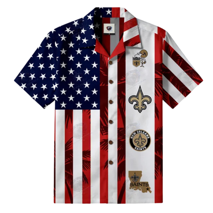 [TOUCHDOWN DEAL] NEW CUSTOMIZED NFL24 NOS NEW ORLEANS SAINTS PATRIOTIC 250 USA HAWAIIAN SHIRT