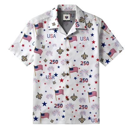 [TOUCHDOWN DEAL] NEW CUSTOMIZED NFL24 NOS NEW ORLEANS SAINTS PATRIOTIC 250 USA HAWAIIAN SHIRT