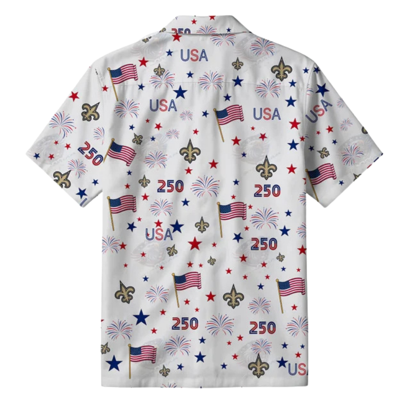 [TOUCHDOWN DEAL] NEW CUSTOMIZED NFL24 NOS NEW ORLEANS SAINTS PATRIOTIC 250 USA HAWAIIAN SHIRT