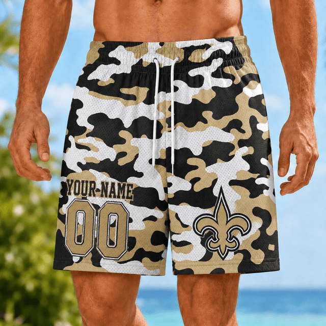 [TOUCHDOWN DEAL] NEW CUSTOMIZED NFL24 NOS NEW ORLEANS SAINTS SHORT PANTS