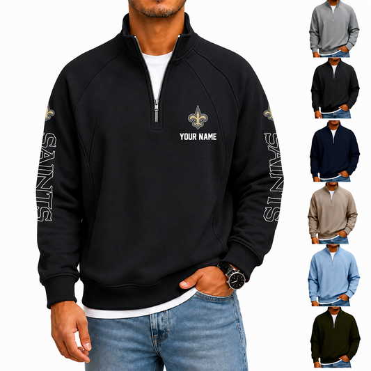 [TOUCHDOWN DEAL] NEW CUSTOMIZED NFL24 NOS NEW ORLEANS SAINTS MEN'S QUARTER ZIP PULLOVER