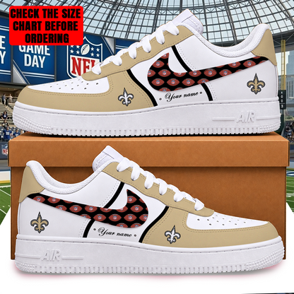 [TOUCHDOWN DEAL] NEW CUSTOMIZED NFL24 NOS NEW ORLEANS SAINTS AF1 SHOES