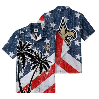 [TOUCHDOWN DEAL] NEW CUSTOMIZED NFL24 NOS NEW ORLEANS SAINTS PATRIOTIC 250 USA HAWAIIAN SHIRT