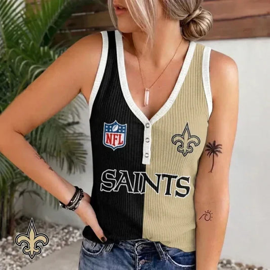 [TOUCHDOWN DEAL] NEW CUSTOMIZED NFL24 NOS NEW ORLEANS SAINTS WOMEN'S V-NECK TANK TOP