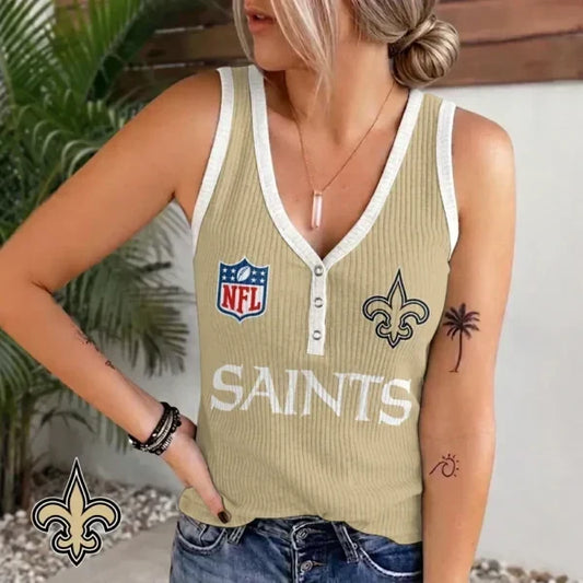 [TOUCHDOWN DEAL] NEW CUSTOMIZED NFL24 NOS NEW ORLEANS SAINTS WOMEN'S V-NECK TANK TOP