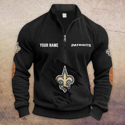 [TOUCHDOWN DEAL] NEW CUSTOMIZED NFL24 NOS NEW ORLEANS SAINTS MULTICOLOR STRIPED QUATER ZIP SWEATSHIRT