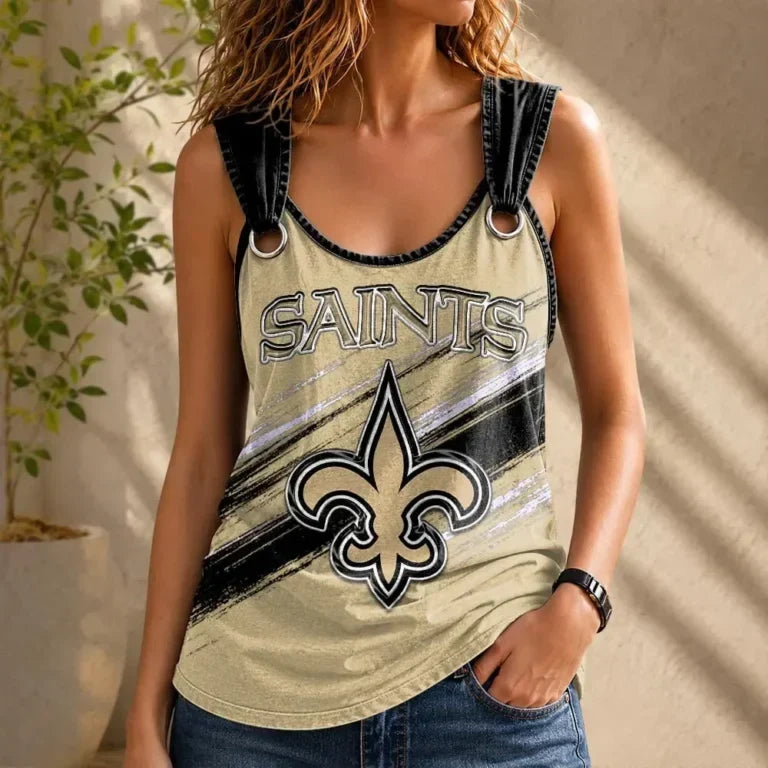 [TOUCHDOWN DEAL] NEW CUSTOMIZED NFL24 NOS NEW ORLEANS SAINTS O-RING SHOULDER TANK TOP