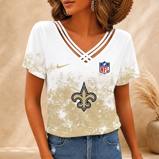 [TOUCHDOWN DEAL] NEW CUSTOMIZED NFL24 NOS NEW ORLEANS SAINTS V-NECK SHIRT