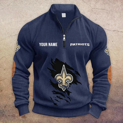 [TOUCHDOWN DEAL] NEW CUSTOMIZED NFL24 NOS NEW ORLEANS SAINTS MULTICOLOR STRIPED QUATER ZIP SWEATSHIRT