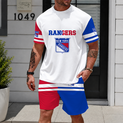 [SUPER SALE] NEW CUSTOMIZED NHL24 NYR NEW YORK RANGERS UNISEX T-SHIRT & SHORTS SET