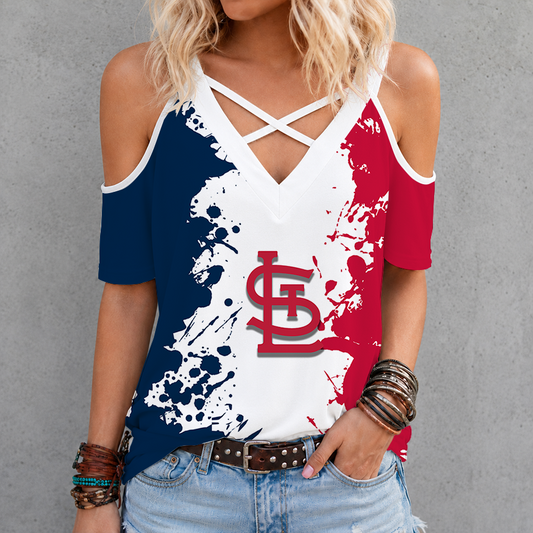 [HOMERUN DEAL] NEW CUSTOMIZED MLB24 SLC ST. LOUIS CARDINALS CRISS CROSS V-NECK TOP