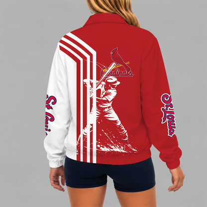 [HOMERUN DEAL] NEW CUSTOMIZED MLB24 SLC ST. LOUIS CARDINALS V-NECK ZIPPER SWEATSHIRT JACKET