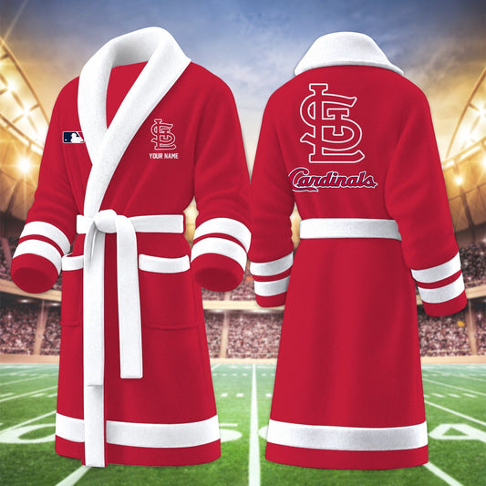 [HOMERUN DEAL] NEW CUSTOMIZED MLB24 SLC ST. LOUIS CARDINALS MULTICOLOR FLEECE BATHROBE