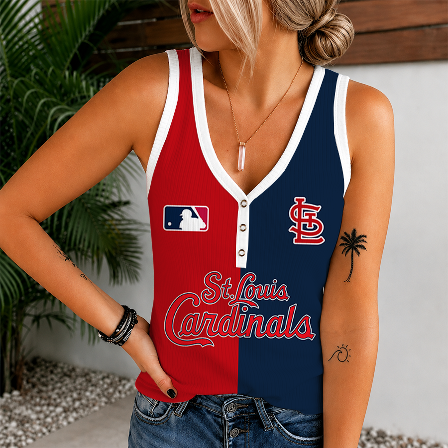 [HOMERUN DEAL] NEW CUSTOMIZED MLB24 SLC ST. LOUIS CARDINALS WOMEN'S V-NECK TANK TOP
