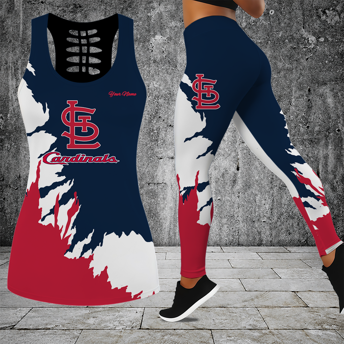 [HOMERUN DEAL] NEW CUSTOMIZED MLB24 SLC ST. LOUIS CARDINALS HOLLOW TANK TOP & LEGGINGS SET