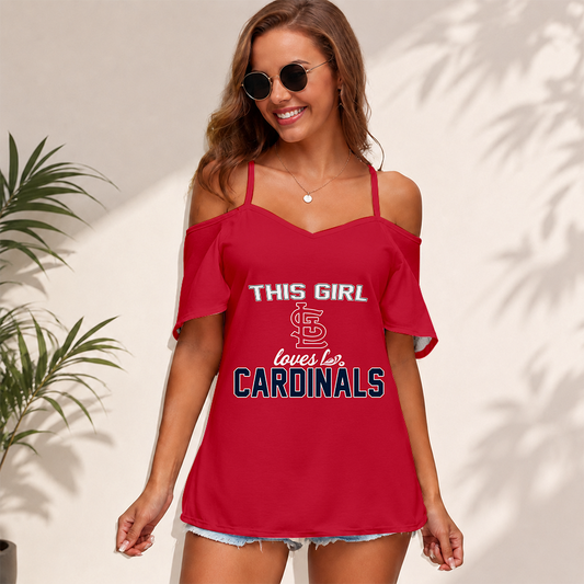 [HOMERUN DEAL] NEW CUSTOMIZED MLB24 SLC ST. LOUIS CARDINALS WOMEN'S STRAPPY OFF-SHOULDER TOP