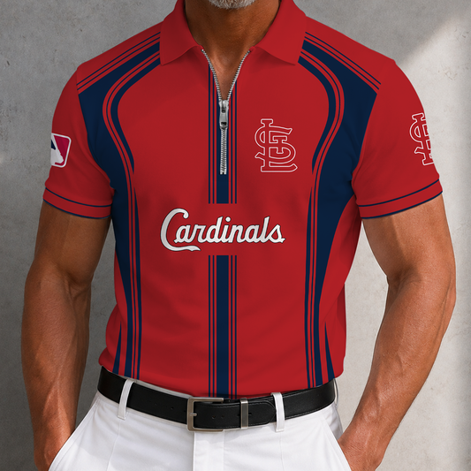 [HOMERUN DEAL] NEW CUSTOMIZED MLB24 SLC ST. LOUIS CARDINALS ZIP POLO SHIRT