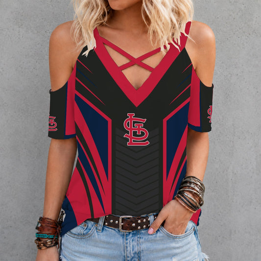[HOMERUN DEAL] NEW CUSTOMIZED MLB24 SLC ST. LOUIS CARDINALS CRISS CROSS V-NECK TOP
