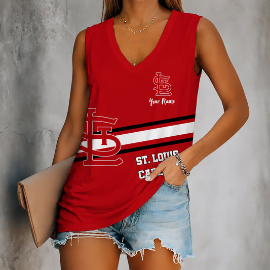[HOMERUN DEAL] NEW CUSTOMIZED MLB24 SLC ST. LOUIS CARDINALS WOMEN'S V-NECK TANK TOP