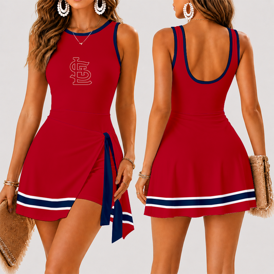 [HOMERUN DEAL] NEW CUSTOMIZED MLB24 SLC ST. LOUIS CARDINALS WOMEN'S SUMMER SKORT DRESS