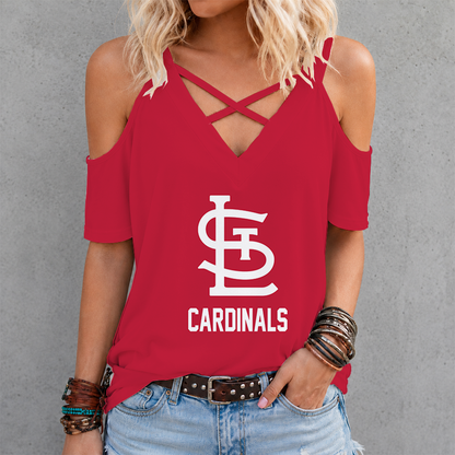 [HOMERUN DEAL] NEW CUSTOMIZED MLB24 SLC ST. LOUIS CARDINALS CRISS CROSS V-NECK TOP