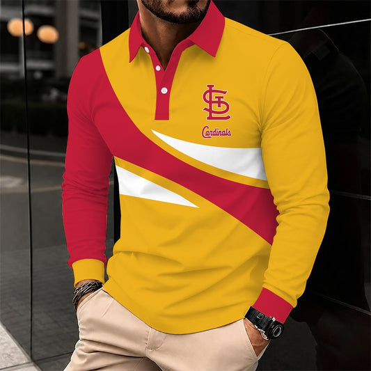 [HOMERUN DEAL] NEW CUSTOMIZED MLB24 SLC ST. LOUIS CARDINALS MEN'S LONG SLEEVE POLO
