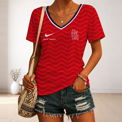 [HOMERUN DEAL] NEW CUSTOMIZED MLB24 SLC ST. LOUIS CARDINALS V-NECK FEMALE SHIRT