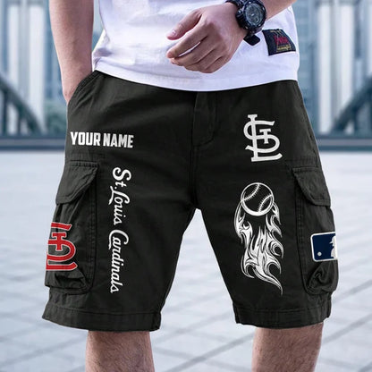 [HOMERUN DEAL] NEW CUSTOMIZED MLB24 SLC ST. LOUIS CARDINALS MEN'S CARGO SHORTS