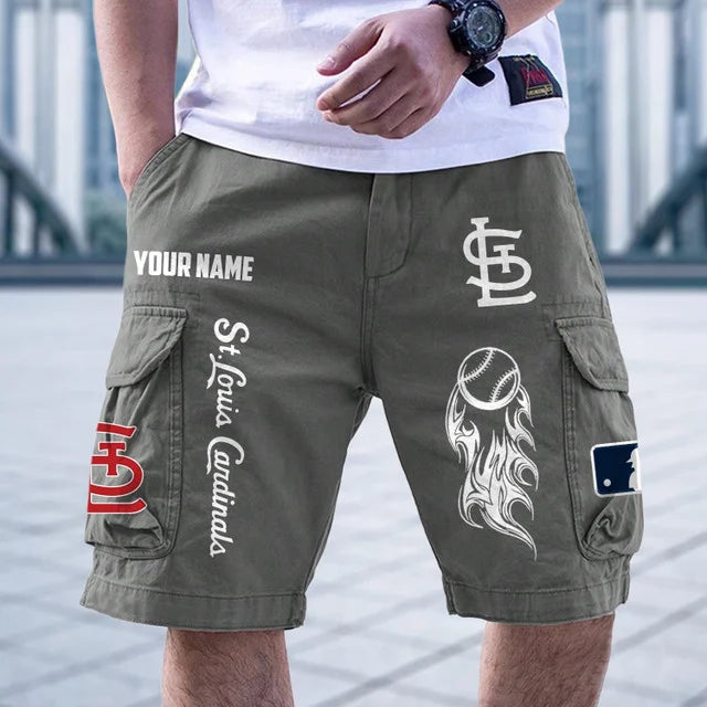 [HOMERUN DEAL] NEW CUSTOMIZED MLB24 SLC ST. LOUIS CARDINALS MEN'S CARGO SHORTS