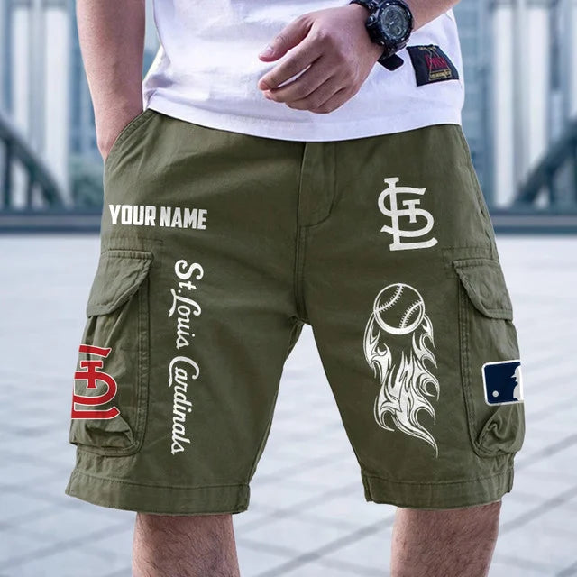 [HOMERUN DEAL] NEW CUSTOMIZED MLB24 SLC ST. LOUIS CARDINALS MEN'S CARGO SHORTS
