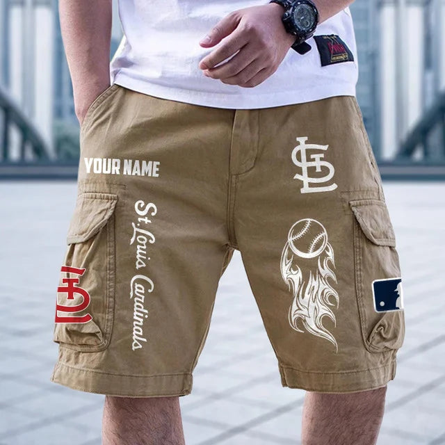 [HOMERUN DEAL] NEW CUSTOMIZED MLB24 SLC ST. LOUIS CARDINALS MEN'S CARGO SHORTS