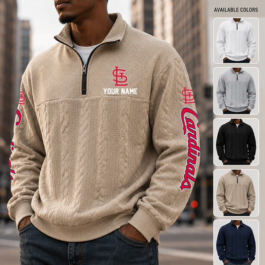[HOMERUN DEAL] NEW CUSTOMIZED MLB24 SLC ST. LOUIS CARDINALS MULTICOLOR QUARTER-ZIP SWEATSHIRT