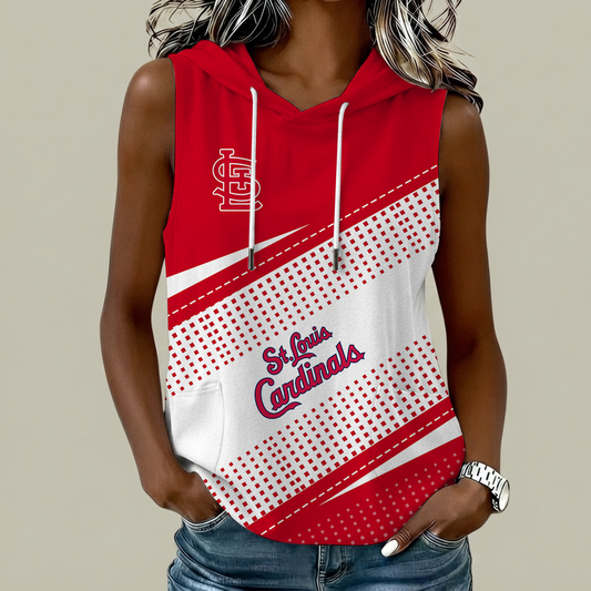 [HOMERUN DEAL] NEW CUSTOMIZED MLB24 SLC ST. LOUIS CARDINALS WOMEN'S SLEEVELESS HOODED POCKET TANK TOP