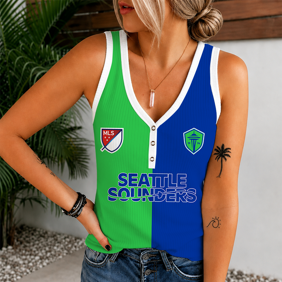 [GOAL DEAL] NEW CUSTOMIZED MLS24 SSF SEATTLE SOUNDERS FC V-NECK TANK TOP